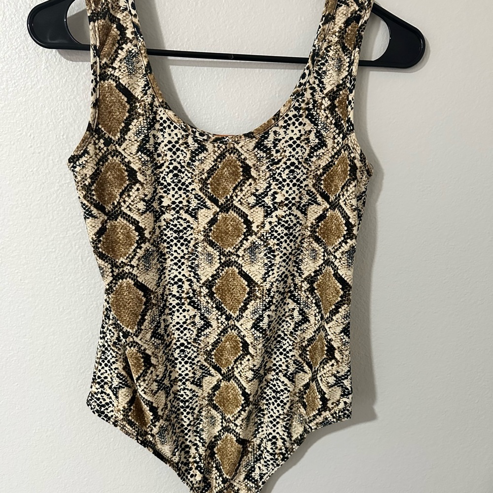 Snake Skin Body Suit Tank M Soft Nashville  western orange kiss